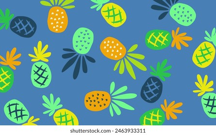 Cute pineapple fruits pattern background vector design