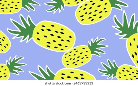 Cute pineapple fruits pattern background vector design