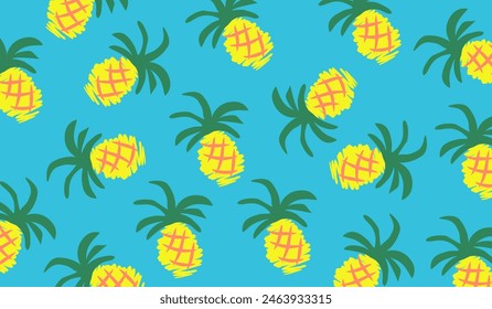 Cute pineapple fruits pattern background vector design