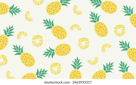 Cute pineapple fruits pattern background vector design