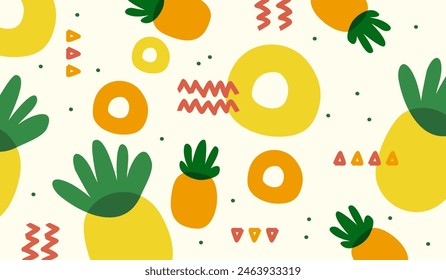 Lindo diseño de Vector de fondo de patrón de frutas de piña