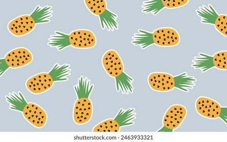 Cute pineapple fruits pattern background vector design