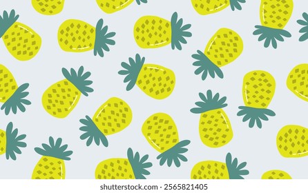 Cute pineapple fruits pattern background vector design