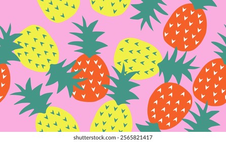 Cute pineapple fruits pattern background vector design