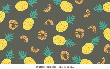 Cute pineapple fruits pattern background vector design