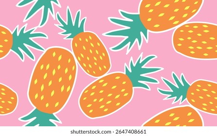 Diseño lindo del Vector del fondo del patrón de las frutas de la piña
