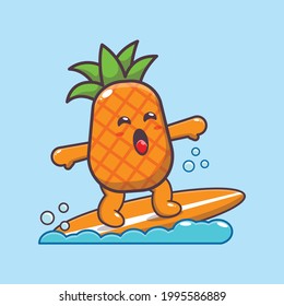Cute pineapple illustration. Summer time. Cute vector design character. Vector isolated flat illustration for poster, brochure, web, mascot, sticker, logo and icon.