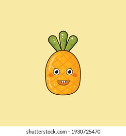 cute pineapple illustration, pineapple vector, pineapple isolated design