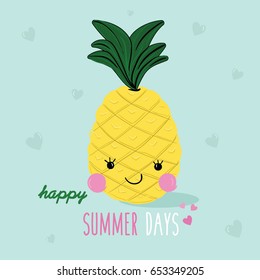 cute pineapple illustration vector for kids print 