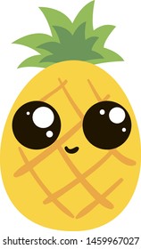 Cute pineapple, illustration, vector on white background.