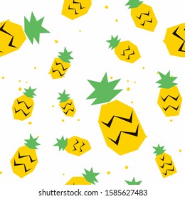 Cute Pineapple Low Poly Vector Pattern
