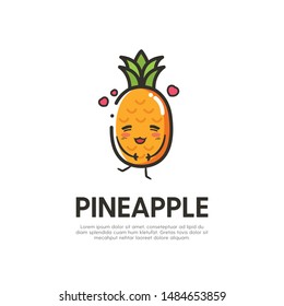 Cute Pineapple Mascot Logo Design Vector