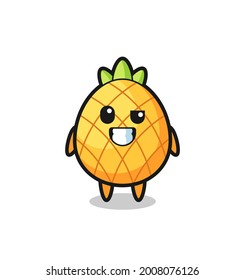 linda mascota de piña con cara optimista, diseño de estilo lindo para camiseta, pegatina, elemento logotipo