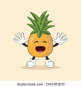 cute pineapple mascot with various kinds of expressions set collection	