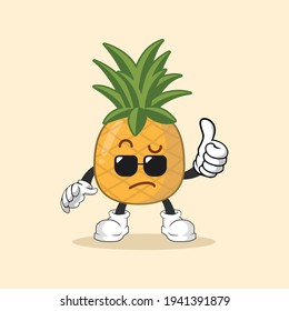 cute pineapple mascot with various kinds of expressions set collection	