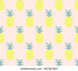 Cute pineapple on sweet pink background seamless pattern backdrop wallpaper. Vector image