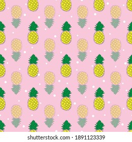 Cute pineapple pattern on pink background