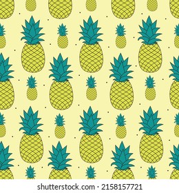 Cute pineapple seamless pattern with orange dot and soft color background
