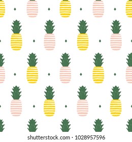 Cute pineapple seamless pattern. Summer background