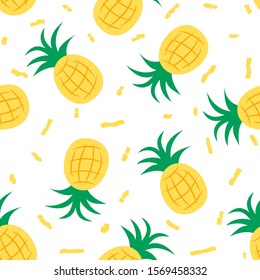 Cute pineapple seamless pattern. Vector illustration.