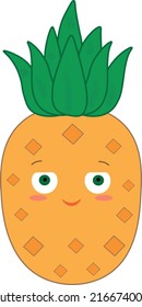 cute pineapple smile summer sticker  character icon vector illustration design 