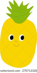 Cute Pineapple with smiling face cartoon