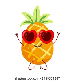 Cute Pineapple Sticker Vector Illustration