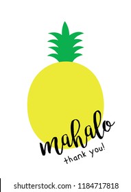 cute pineapple thank you card vector with hawaii word of thank you. cute pineapple appreciation card illustration. pineapple card vector.