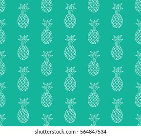 Cute pineapple trendy fruit drawing doodle seamless vector pattern