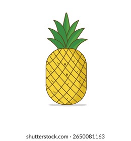 Cute Pineapple Vector Illustration Isolated on White Background