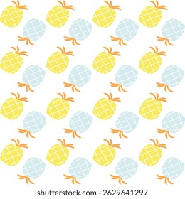Cute pineapple vector pattern seamless fabric textiles kid designs, cute tropical fruit pineapple patterns vector seamless fabric textiles baby clothes design, pineapple colors vector pattern seamless