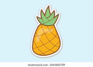 Cute Pineapple Vector Sticker Illustration