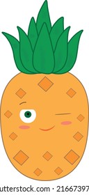 cute pineapple wink summer sticker  character icon vector illustration design 