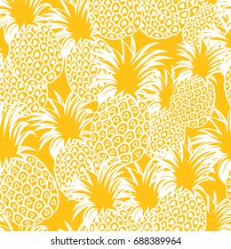 Cute pineapples background. Yellow pineapples seamless pattern. Pineapples vector illustration. 