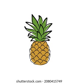 Cute pineapples in doodle style. Hand-drawn pineapples. Vector illustration