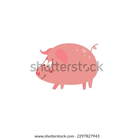 Cute ping pig cartoon vector on a white background