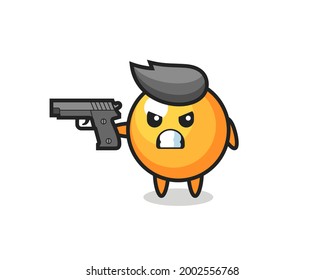 the cute ping pong ball character shoot with a gun , cute style design for t shirt, sticker, logo element
