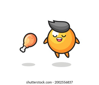 cute ping pong ball floating and tempted because of fried chicken , cute style design for t shirt, sticker, logo element