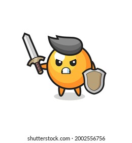 cute ping pong ball soldier fighting with sword and shield , cute style design for t shirt, sticker, logo element