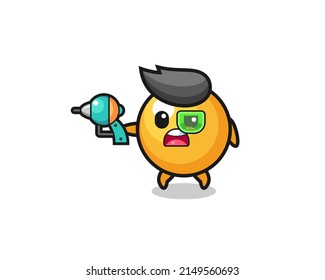 cute ping pong holding a future gun , cute design