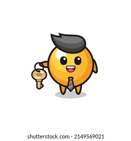 cute ping pong as a real estate agent mascot , cute design