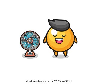 cute ping pong is standing in front of the fan , cute design