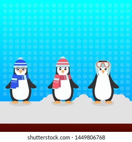 cute pinguin vektor with difference accesories