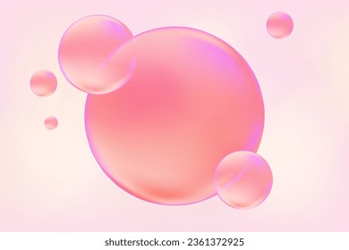 Cute pink 3d bubbles, for trendy presentation design, modern gradient wallpaper design for social media, poster, flyer, card, web page design.