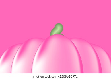 Cute pink 3D pumpkin background. Princess Cinderella, baby girl shower decoration with glowing texture. Pink girly pumpkin clipart for fall sale or promotion banner.