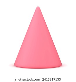 Cute pink abstract Christmas tree minimalist cone triangle geometric shape 3d icon realistic vector illustration. Elegant feminine triangular figurine Xmas spruce toy decorative forest plant bauble