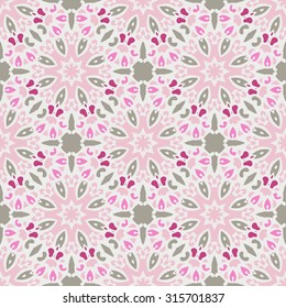 Cute pink Abstract seamless ornamental vector pattern for fabric. Web background