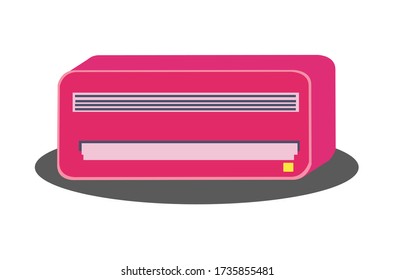 Cute pink air conditioner Isolated on White background. Eps10 vector illustration