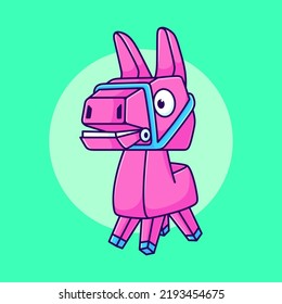 cute pink alpaca doll cartoon illustration. llama robot design