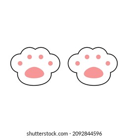 Cute pink animal paw vector icon.